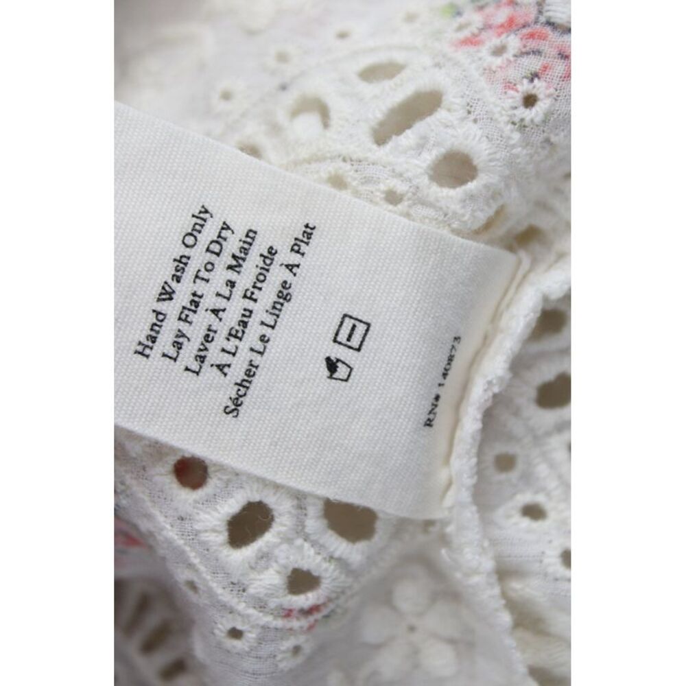 Love Shack Fancy Women White Floral Cotton Tunic Short Sleeve Bohemian Size M - Picture 6 of 7